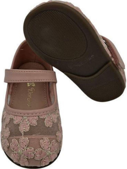 Kids Pumps & Ballerinas With Hoop & Loop Closure Fabric Pink