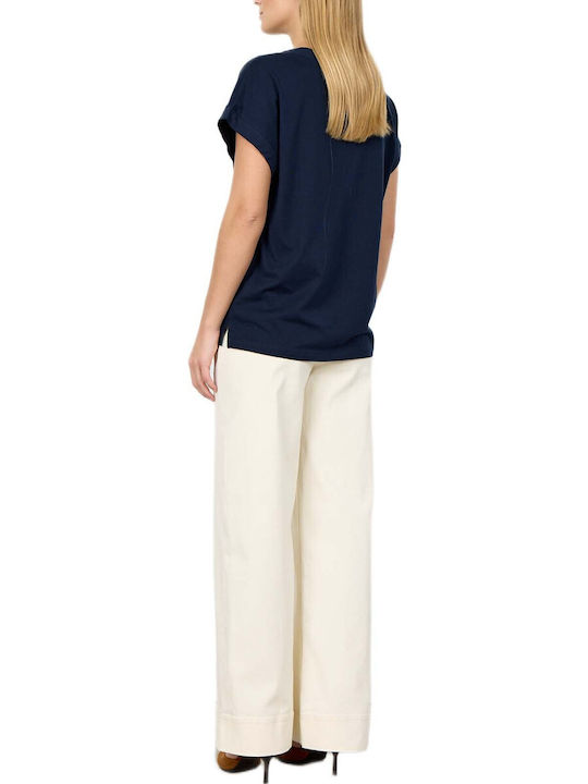Women's Blouse with V-Neck Blue