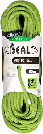 Beal Virus Standard Dynamic Climbing Rope with Length 60m Green