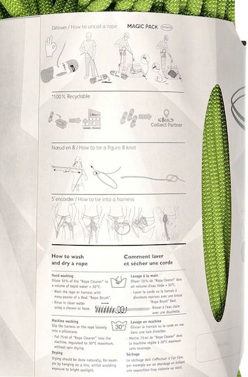 Beal Virus Standard Dynamic Climbing Rope with Length 60m Green