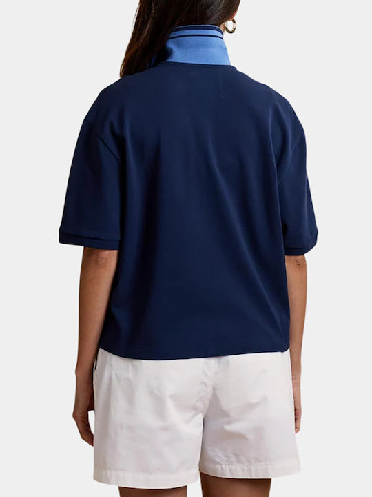 Women's Polo Short Sleeve Blouse Navy Blue