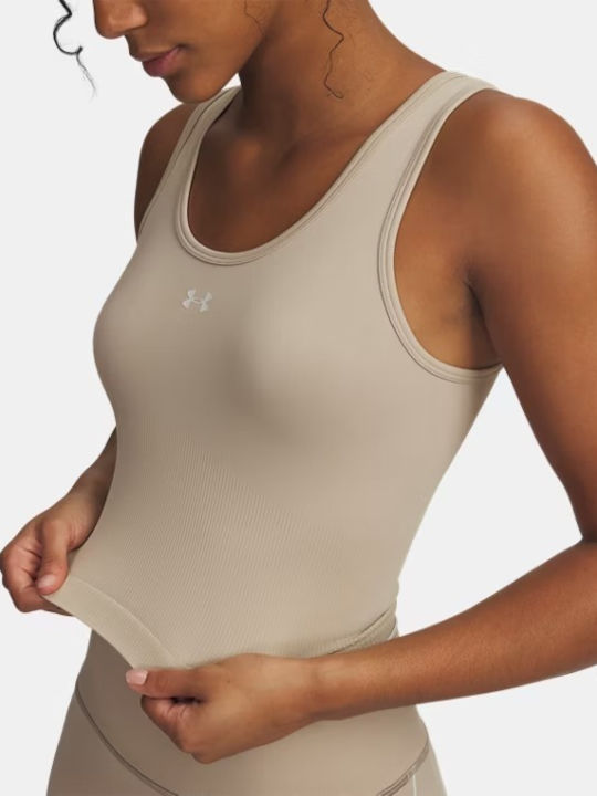 Vanish Seamless Damen Bluse Ärmellos City Khaki/ Summit Weiß