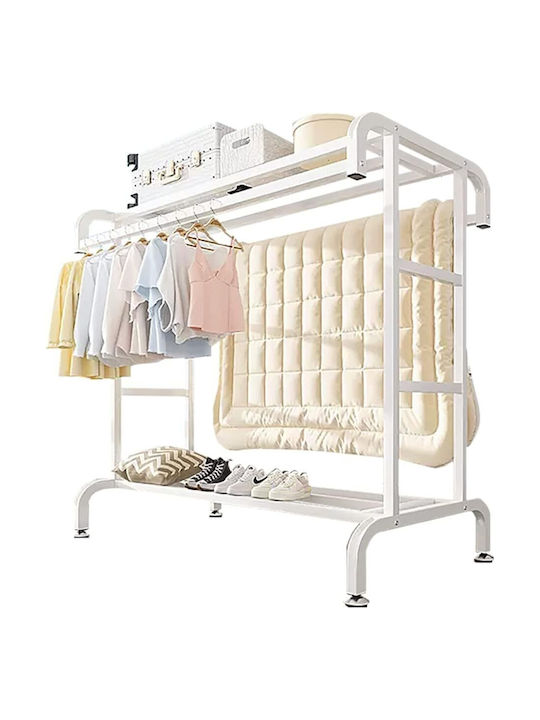 Floor Garment Rack Metal White 100x50x145cm