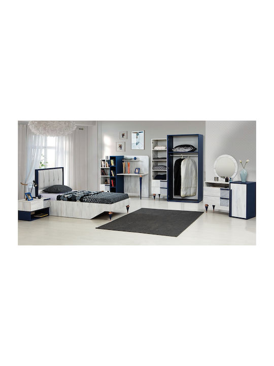 Large Kids Desk with Shelves and Storage Blue Light Gray 150×55×130cm