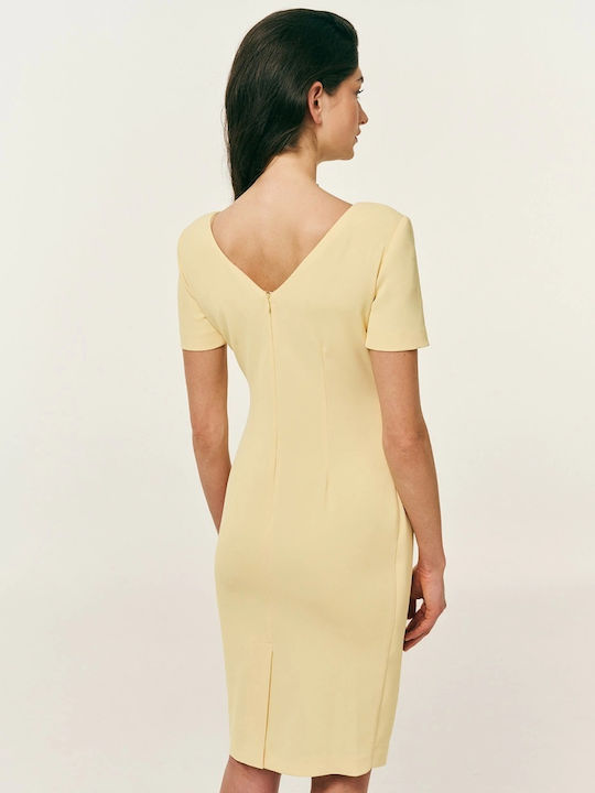 Sommer Mini Damenkleid Kurzärmelig mit Tränen Gelb