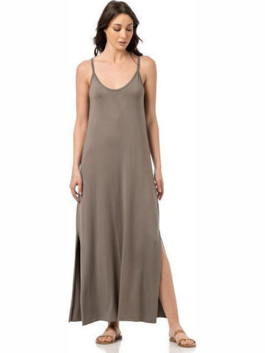 Rochie Maxi De Vară Gri-Cafeniu