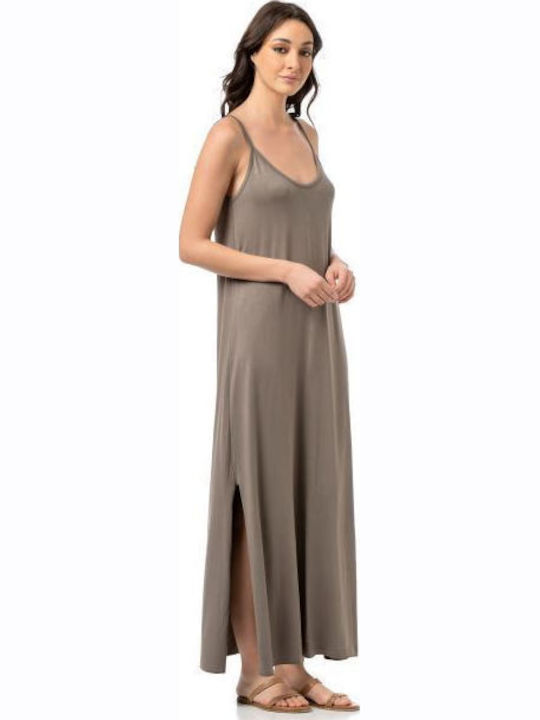 Rochie Maxi De Vară Gri-Cafeniu
