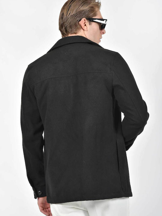 Μακρυμάνικο Overshirt σε Κανονική Γραμμή Μαυρο