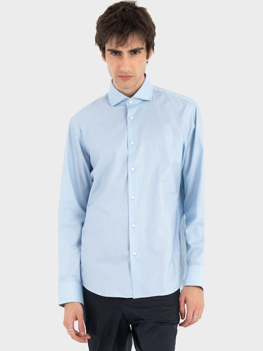 Regular-Fit Long Sleeve Cotton Shirt Light Blue