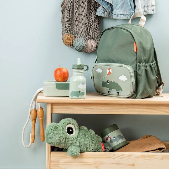 Done by Deer Kids Stainless Steel Water Bottle with Straw Green