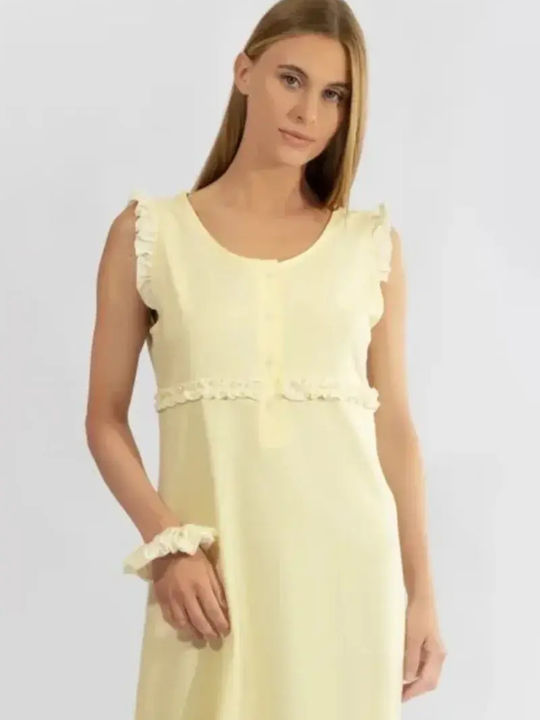 Harmony Sommer Baumwollenes Damen Nachthemd Gelb