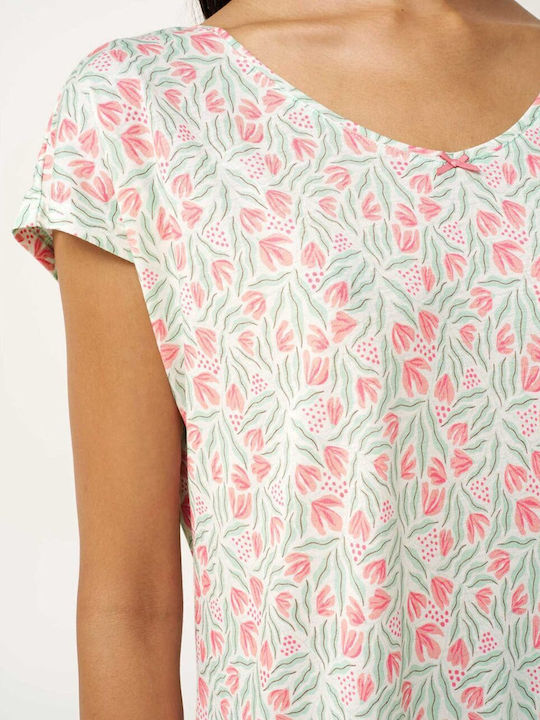 Vamp Sommer Baumwoll Nachthemd Damen Mint Grau