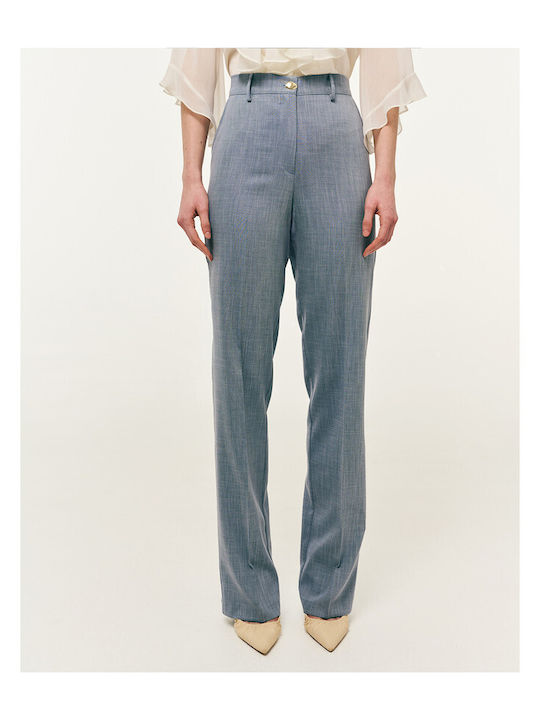 Women's Fabric Trousers in Straight Leg Indigo