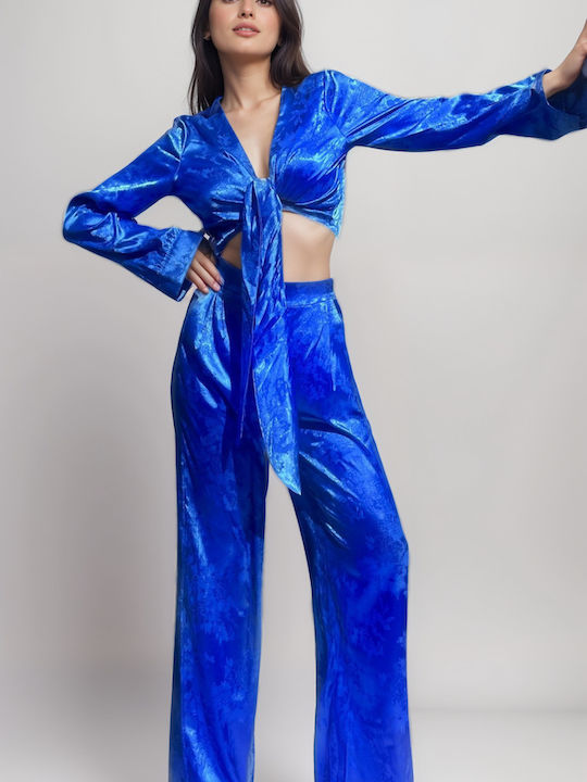 Damen Blaues Satz mit Hochgebirge Hose in Loose Passform