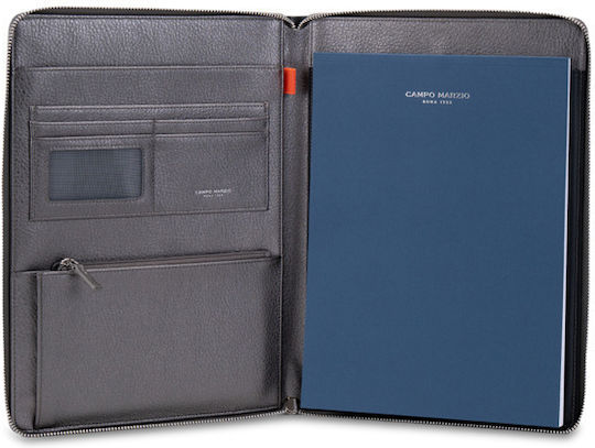 Campo Marzio Isaac Leather Professional Folder Zipper A4 Gray