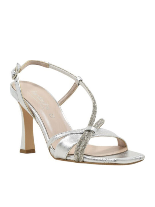 Damen Sandalen Aus Leder Silber