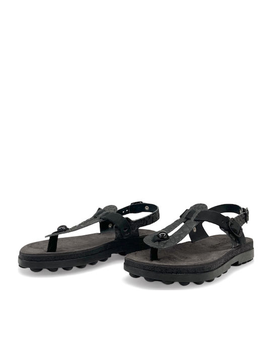 Marlena Leather Women's Flat Sandals Black Mosaic