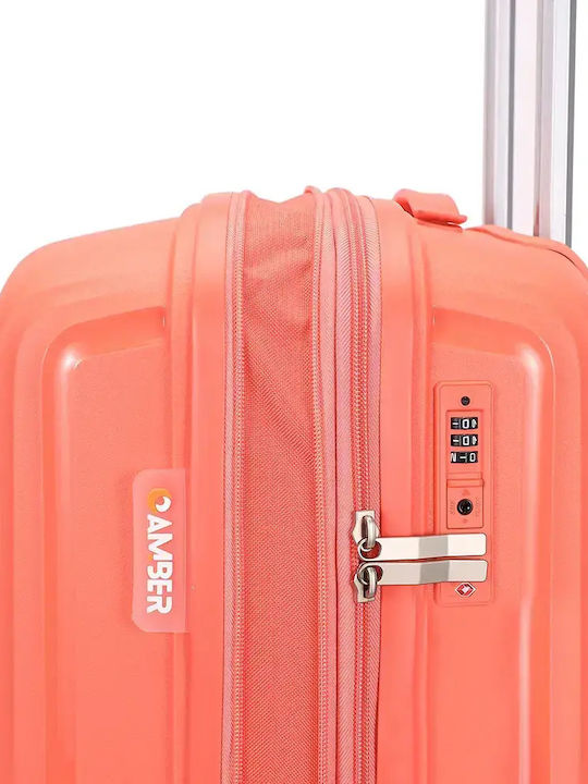 Amber Βαλίτσες Ταξιδιού Σκληρές Peachy Red με 4 Ρόδες Σετ 2τμχ