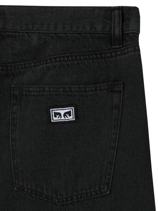 Herren Jeanshose Loose Fit Washed Schwarz