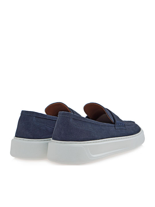Suede Men's Loafers in Blue Colour