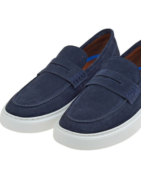 Suede Men's Loafers in Blue Colour