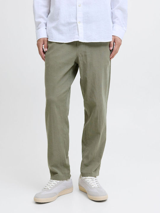 Chino Elastic Tapered Leg Trousers Agave Green