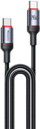 Cablu Date USB-C La USB-C 240W 480Mbps Nylon Negru Yesido