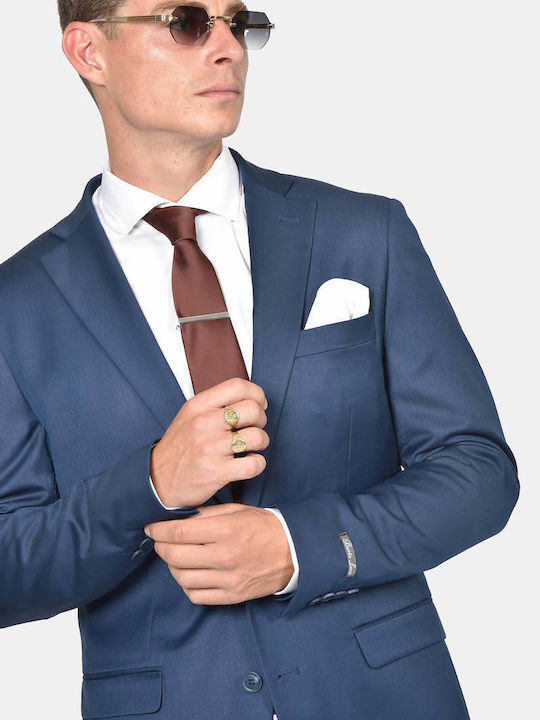 Winter Men's Suit with Slim Fit Blue