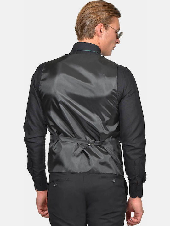 Winter Men's Suit with Vest Regular Fit Black