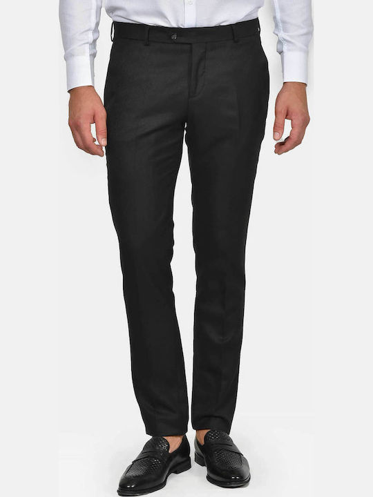 Winter Men's Suit with Vest Slim Fit Black