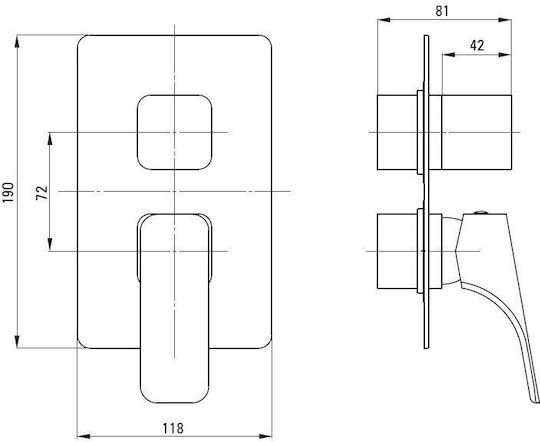 Deante Built-in Mixer & Mouthpiece Set for Shower Silver