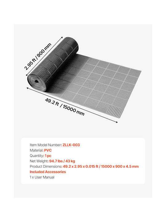 Vevor Αντιολισθητικό Χαλί Διάδρομος Μαύρο 90x1500cm