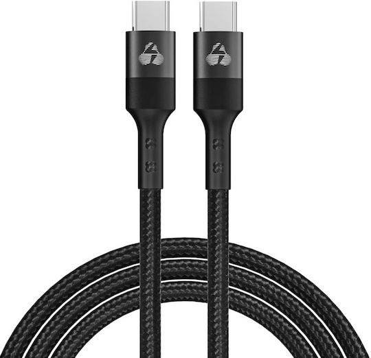 Powertech Geflochtenes USB 2.0 Kabel USB-C männlich - USB-C 60W PD Schwarz 0,6m PTR-0131
