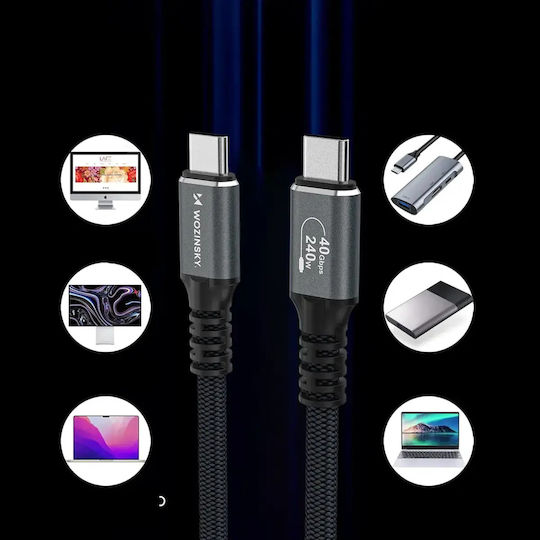 Wozinsky Video Cable USB-C male - Thunderbolt 4 240W PD Μαύρο 1.5m