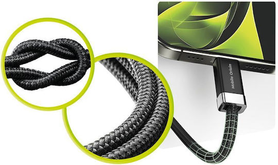 Mobile Origin Magnetic / Braided USB 2.0 Cable USB-C male - USB-C / USB-A 27W Μαύρο 1.5m MO-27WMS-CB6