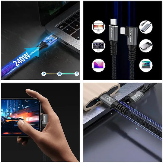 Wozinsky Video Cable USB-C male - Thunderbolt 4 240W PD Μαύρο 1.5m
