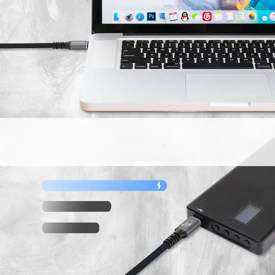 Wozinsky Video Cable USB-C male - Thunderbolt 4 240W PD Μαύρο 1.5m