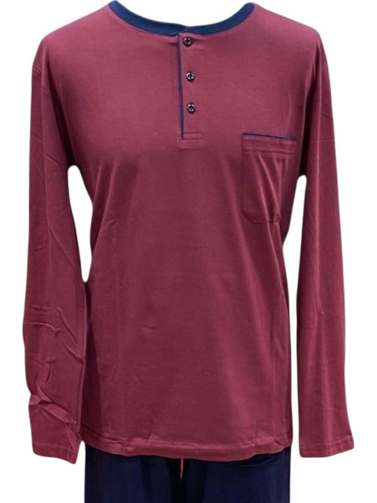 Nikiforos Winter Men's Cotton Pyjama Burgundy