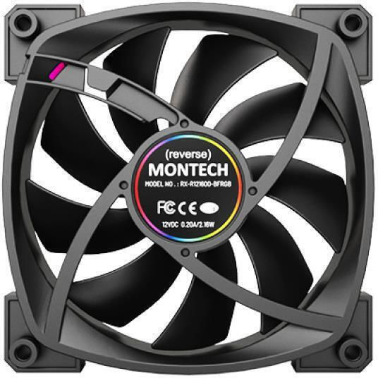 Montech Reverse Blade Case Fans 76.2mm (59cfm) with ARGB Lighting and 4-Pin PWM / 3-Pin Connection 3pcs