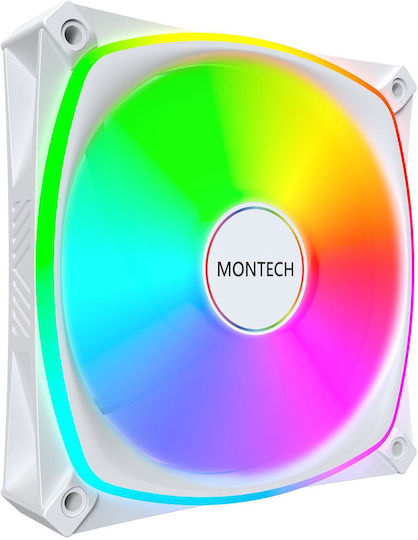 Montech RX120 PRO Reverse Blade Case Fans (1760rpm / 72.3cfm) with RGB Lighting and 4-Pin PWM Connection Pack of 3 White