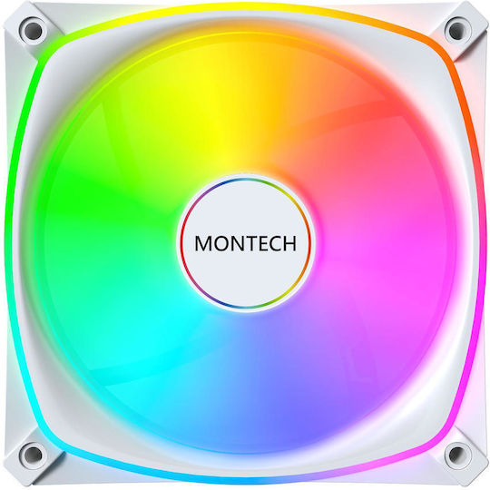 Montech RX120 PRO Reverse Blade Case Fans (1760rpm / 72.3cfm) with RGB Lighting and 4-Pin PWM Connection Pack of 3 White