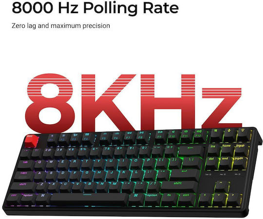 Keychron C3 Pro 8K C3PX-H3 Tastatură Mecanică Tenkeyless de Gaming cu Comutatoare Keychron Super Brown și Iluminare RGB (Engleză SUA)