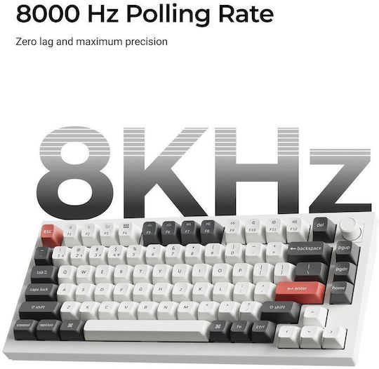 Keychron Q1 Ultra 8K Q1U-M1 Wireless Gaming Mechanical Keyboard 75% with Keychron Silk POM Red Switches and RGB Lighting (English US)