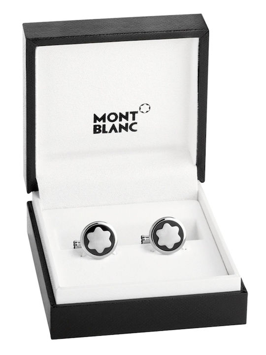 MontBlanc Star Μανικετόκουμπα από Ασήμι σε Μαύρο Χρώμα