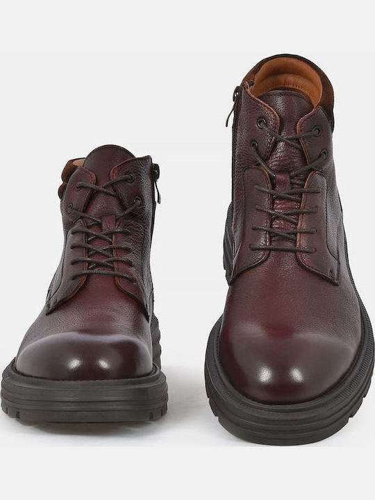 Leather Brown Men's Boots with Zipper