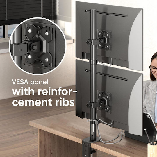 Onkron Βάση Γραφείου για 2 Οθόνες έως 34" (D208E-B)