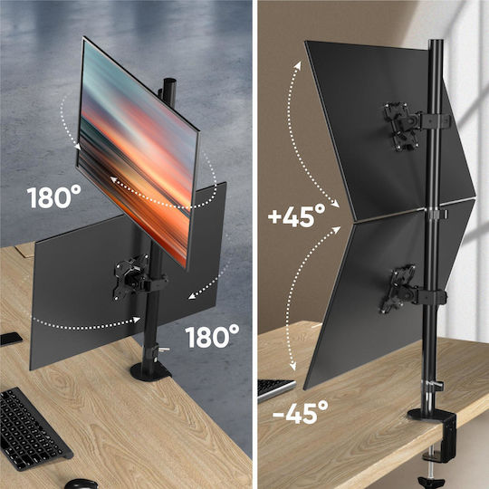 Onkron Βάση Γραφείου για 2 Οθόνες έως 34" (D208E-B)