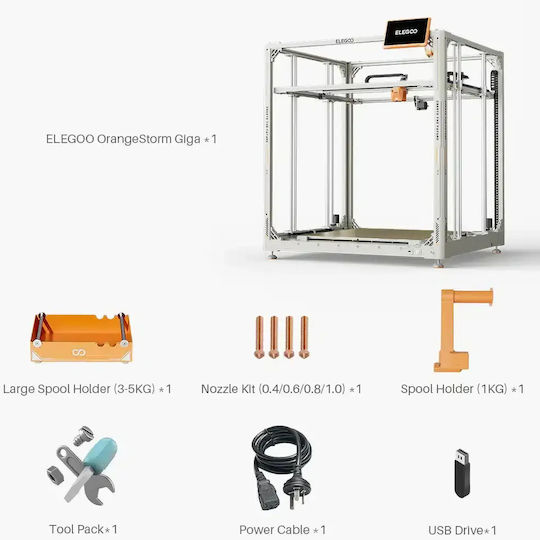 Elegoo OrangeStorm Giga Assembled 3D Printer with Ethernet / USB / Wi-Fi Connection