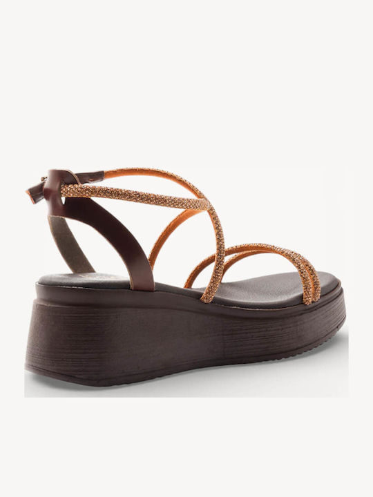 Кафяви Flatforms Глитер Ленти Анатомична Подметка