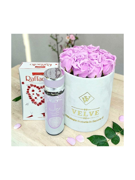 Set Cadou Premium Trandafiri Săpun Lila V.v Love Parfum Raffaello